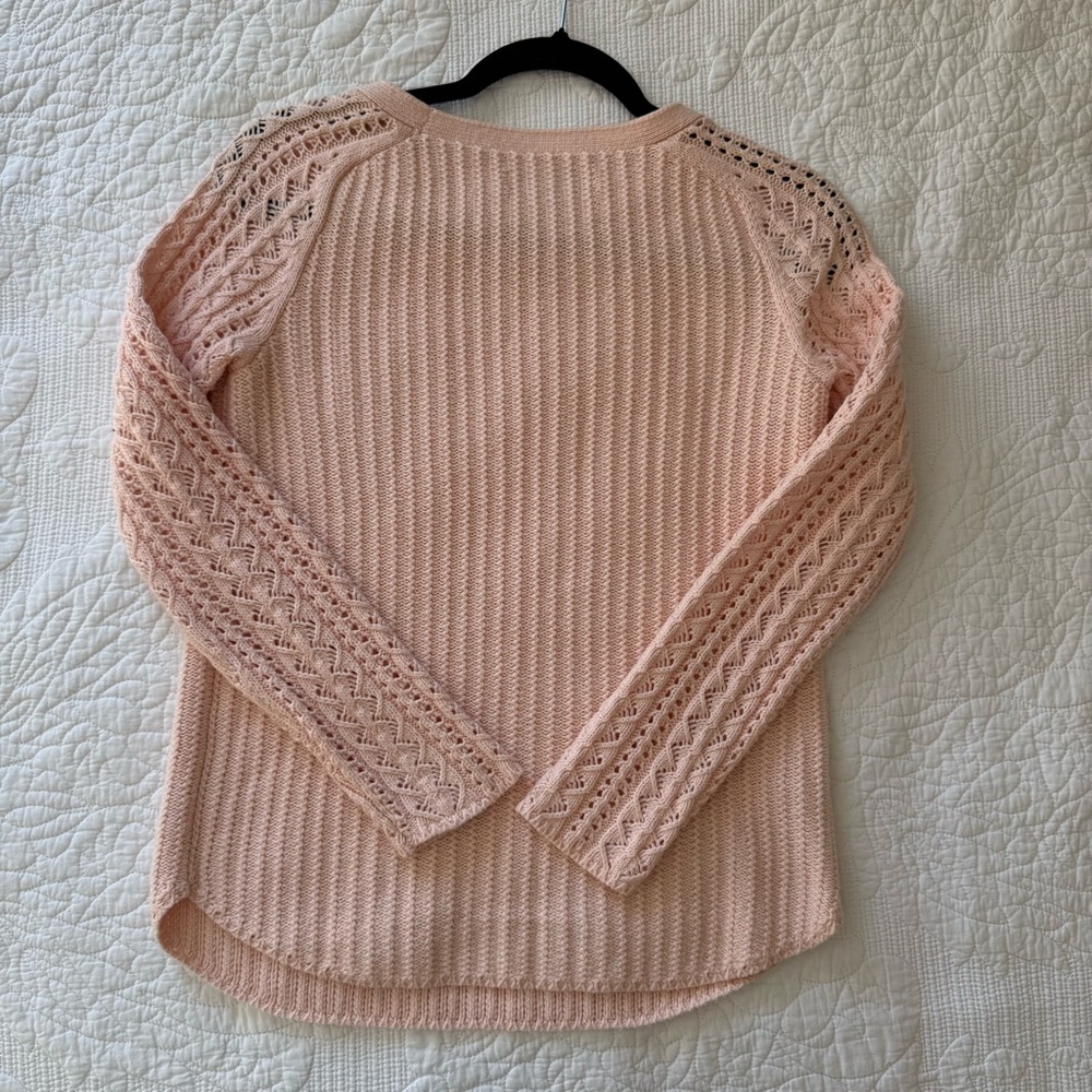 LOFT Light Pink Crochet Sleeve Sweater - Picture 4 of 4